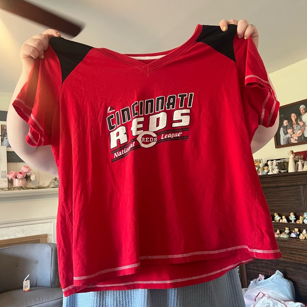 Majestic Red V-Neck Fan Tee